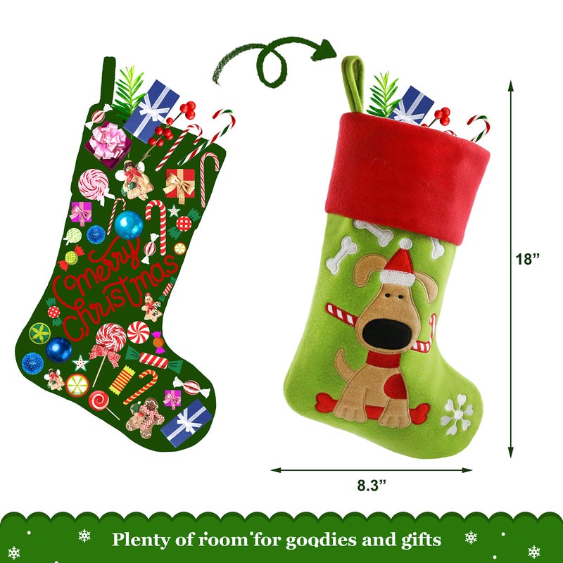 WEWILL Lovely Embroidered Dogs Pet Christmas Stockings Ideal Xmas for Puppy 18-Inch Long(Dog) - Image 2